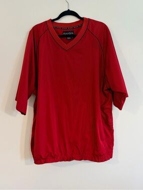 FootJoy FJ Red Short-Sleeve V-Neck Golf Wind/Rain Pullover